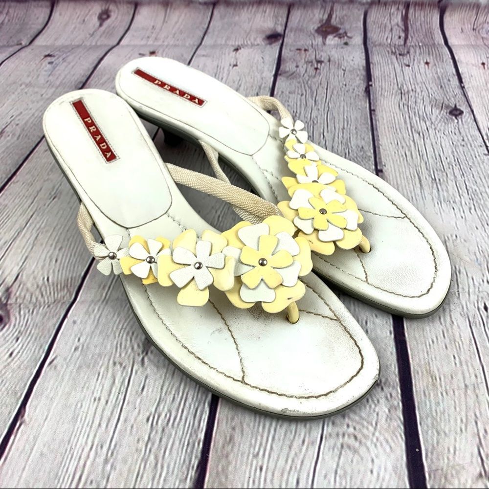 Prada Women’s White Open Toe Heels size 38.5